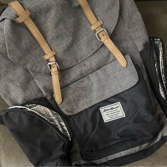 Eddie Bauer First Adventure Grey Charcoal Backpack Diaper Bag - Picture 2 of 2